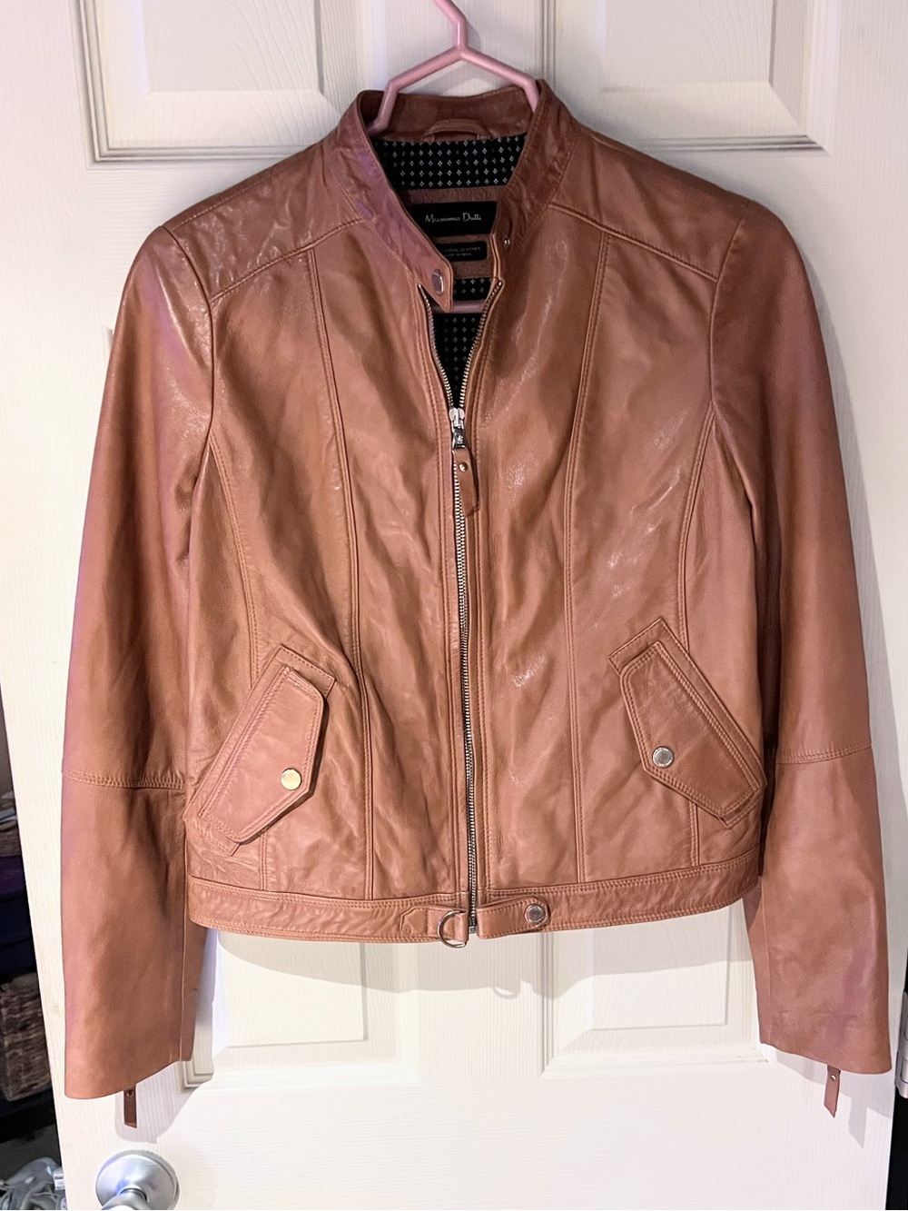 Massimo Dutti Cognac Brown Leather Jacket - Picture 1 of 6